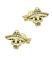 Mexican Sugar Skull Style Silver Ear Stud STS-5218